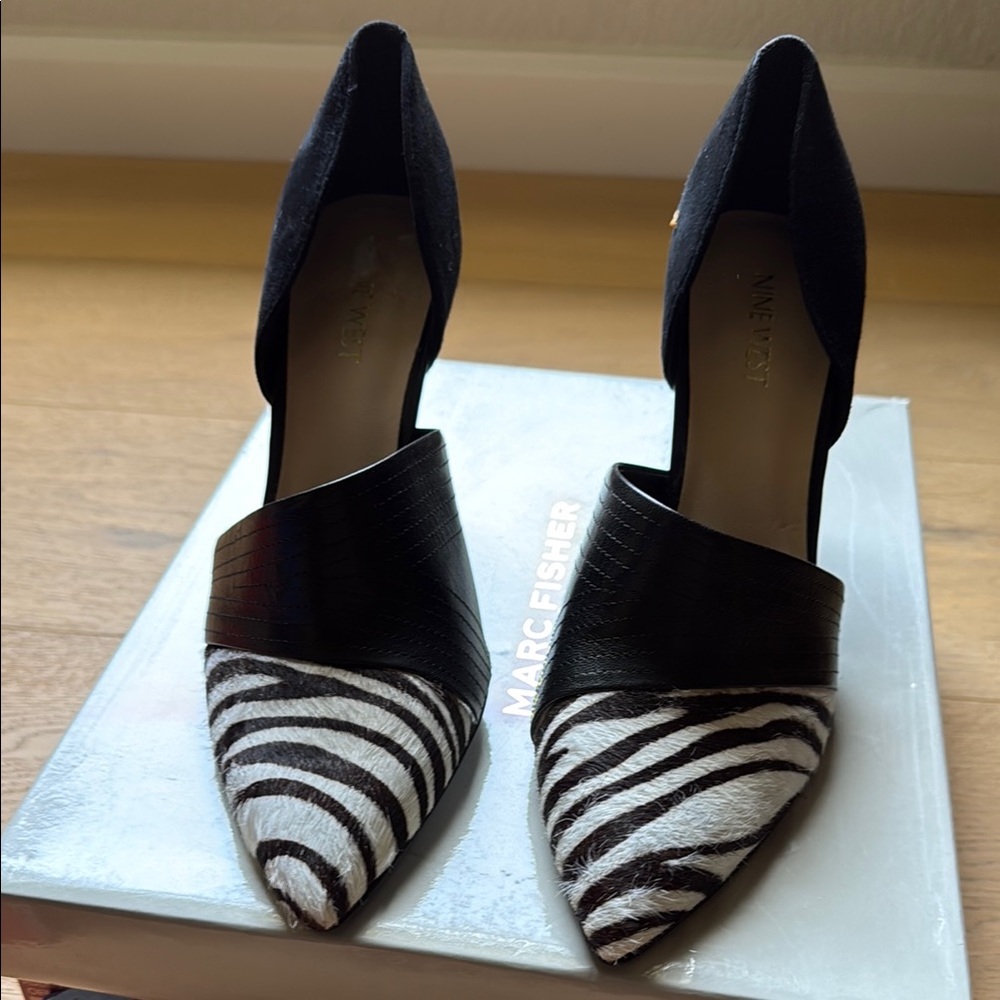 Nine West Black and White Zebra Print Heels